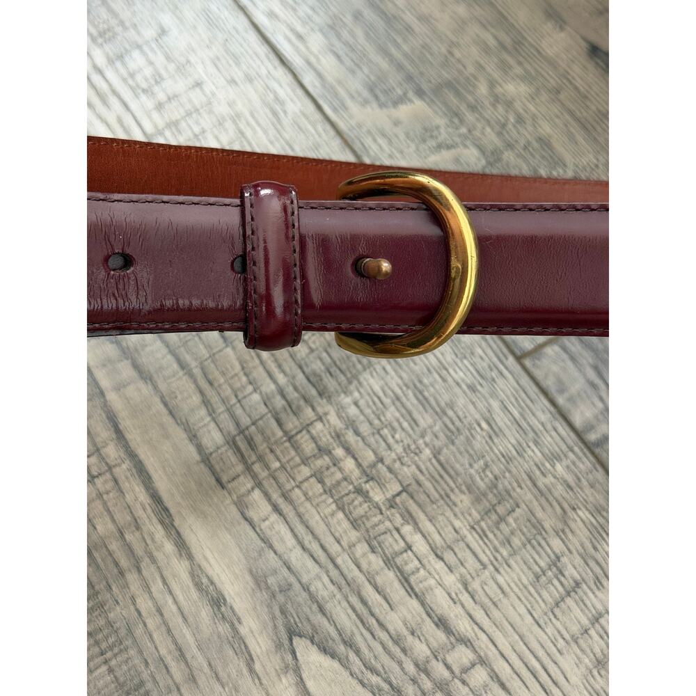 Coach 3921 Dress Belt Size 33" Burgundy Cowhide Leather Solid Gold Brass Buckle - Picture 4 of 6